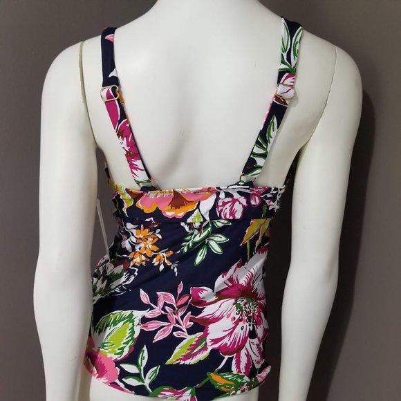 Anne Cole Tropical Bloom Twist Front Tankini Swim Top - Picture 4 of 9